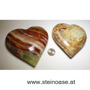 Onyx-Marmor Herz Taschenstein 2,5 cm Aragonit Set Steinherz Herzen 10 Stück 